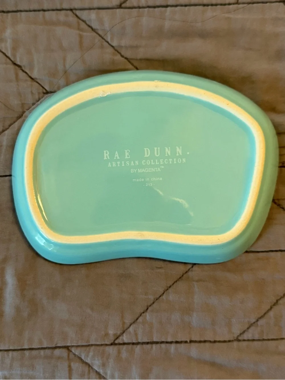 Rae Dunn teal Ceramic Soap Dish with SUDS Lettering